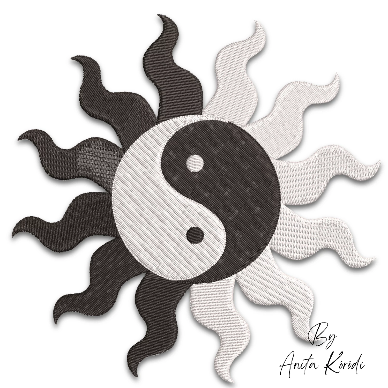 Yin Yang Sun machine embroidery design
