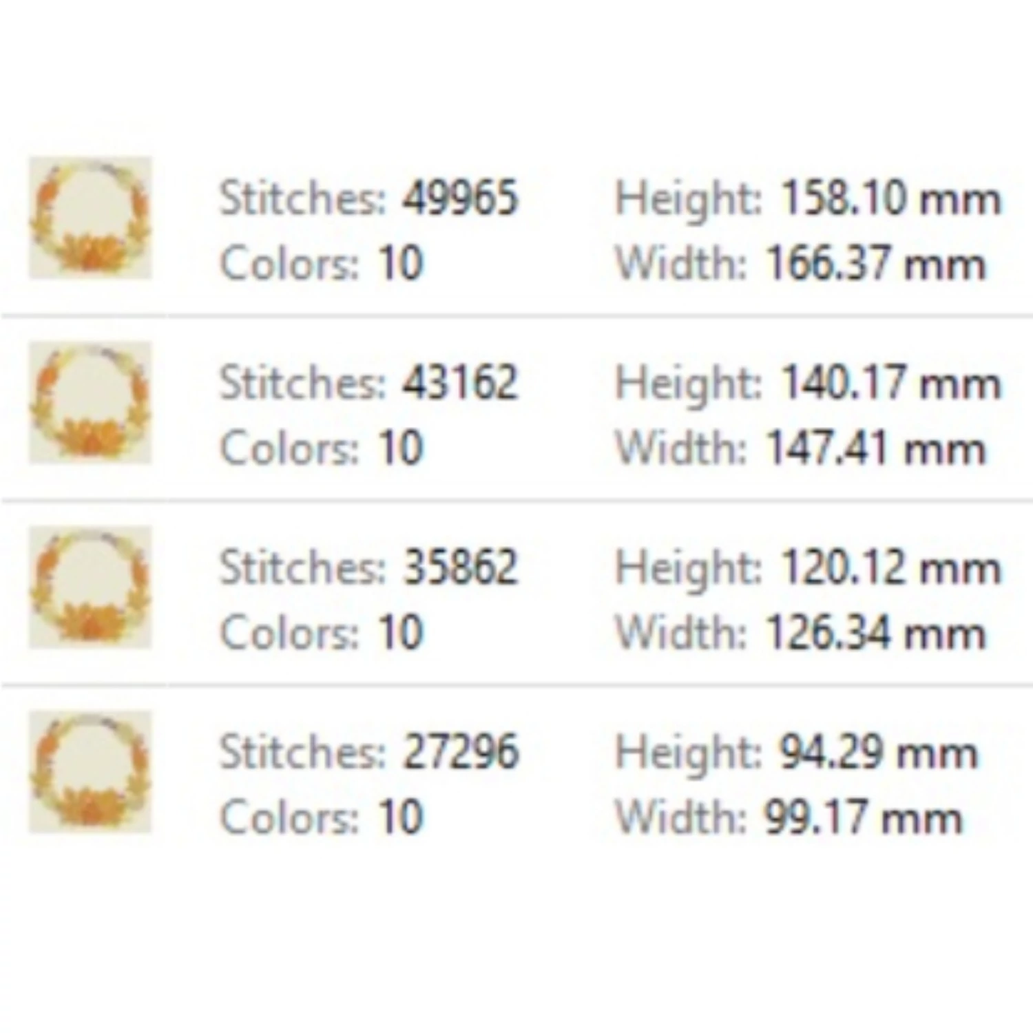 Fall leaf wreath with berries embroidery design