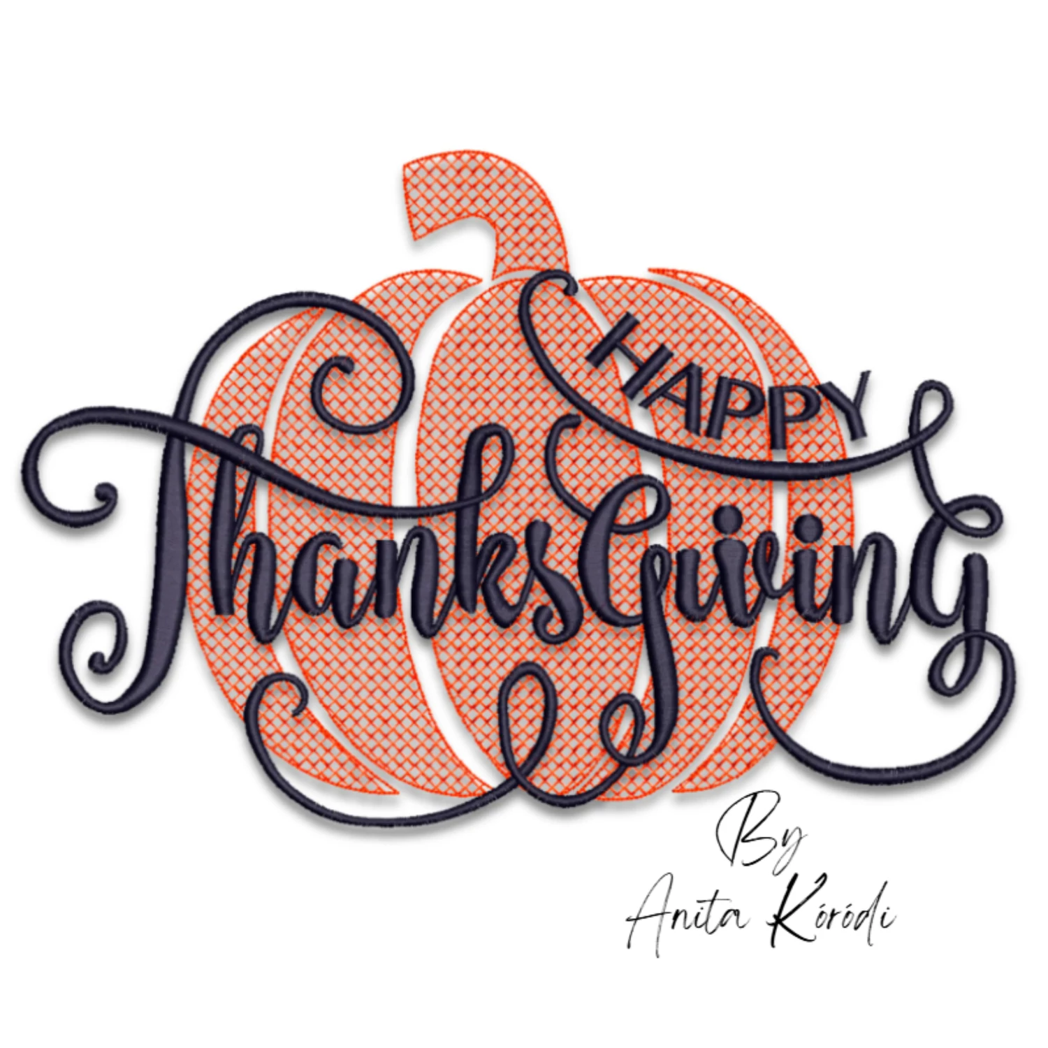 Happy Thanksgiving pumpkin machine embroidery design