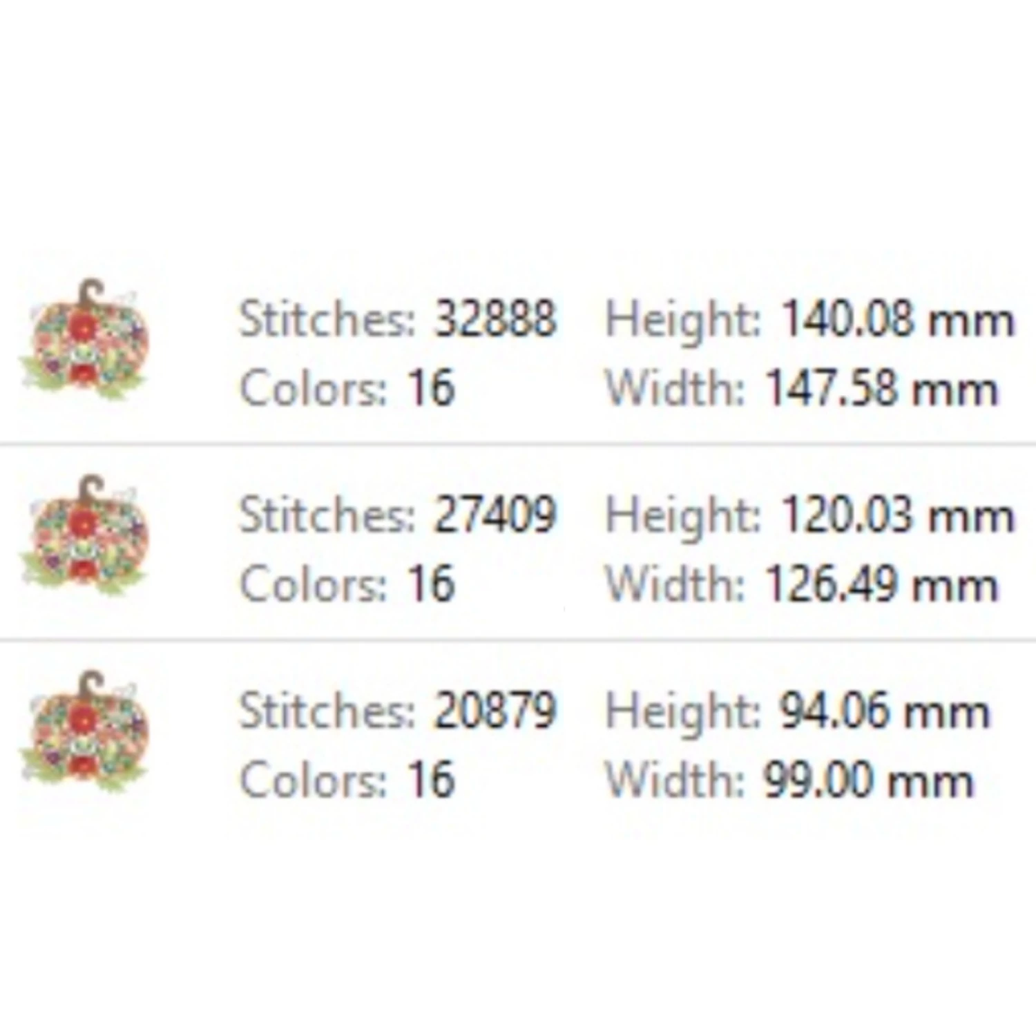 Floral fall pumpkin embroidery design with colorful flowers