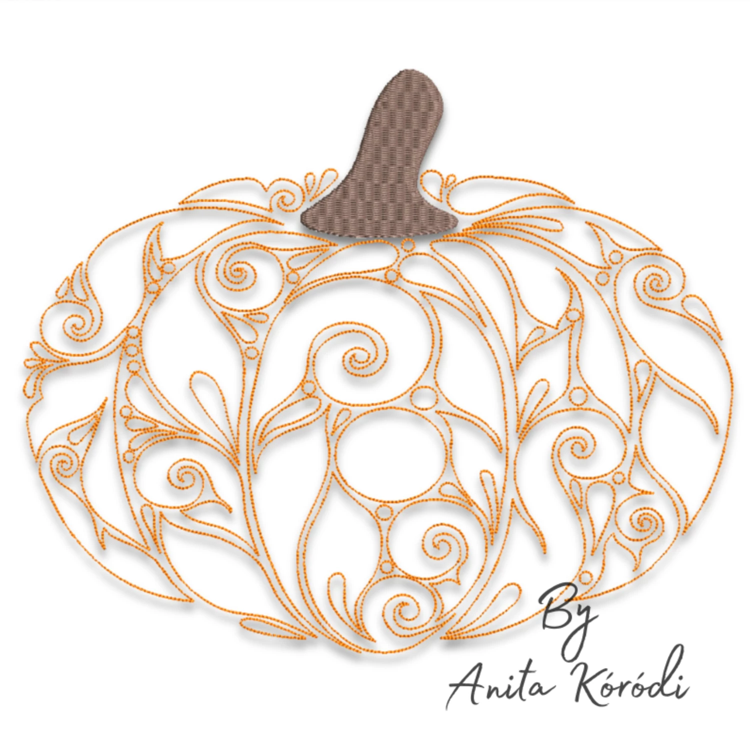 Ornamental pumpkin machine embroidery design