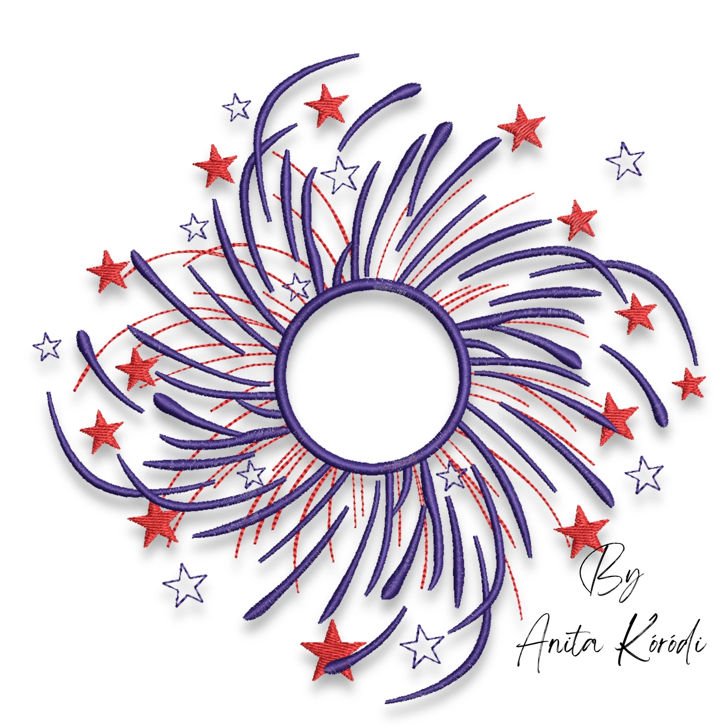 fireworks embroidery frame design