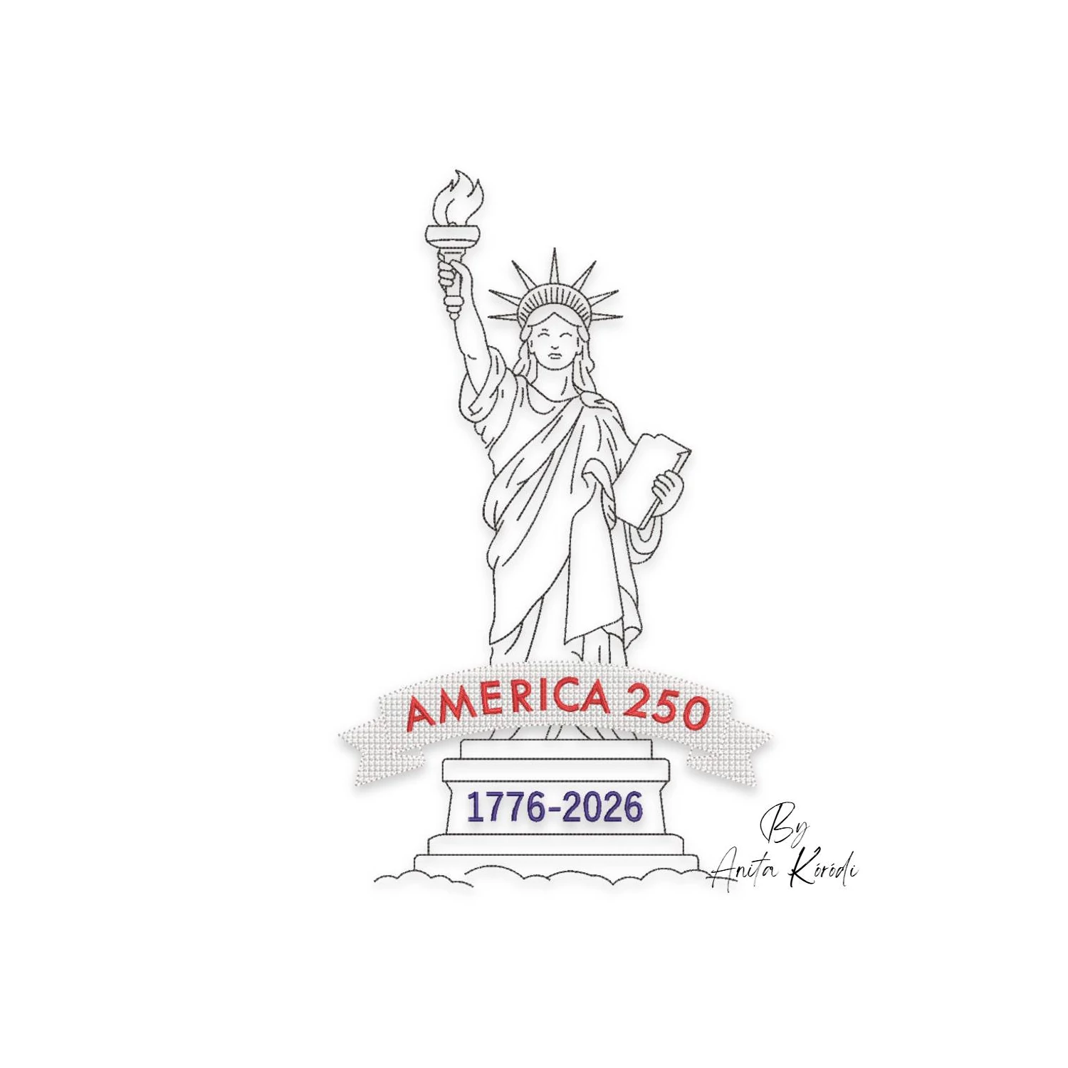Statue of Liberty embroidery machine design