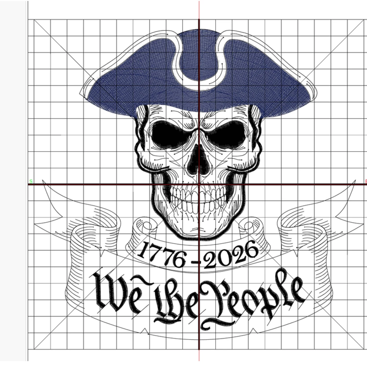 skull embroidery design