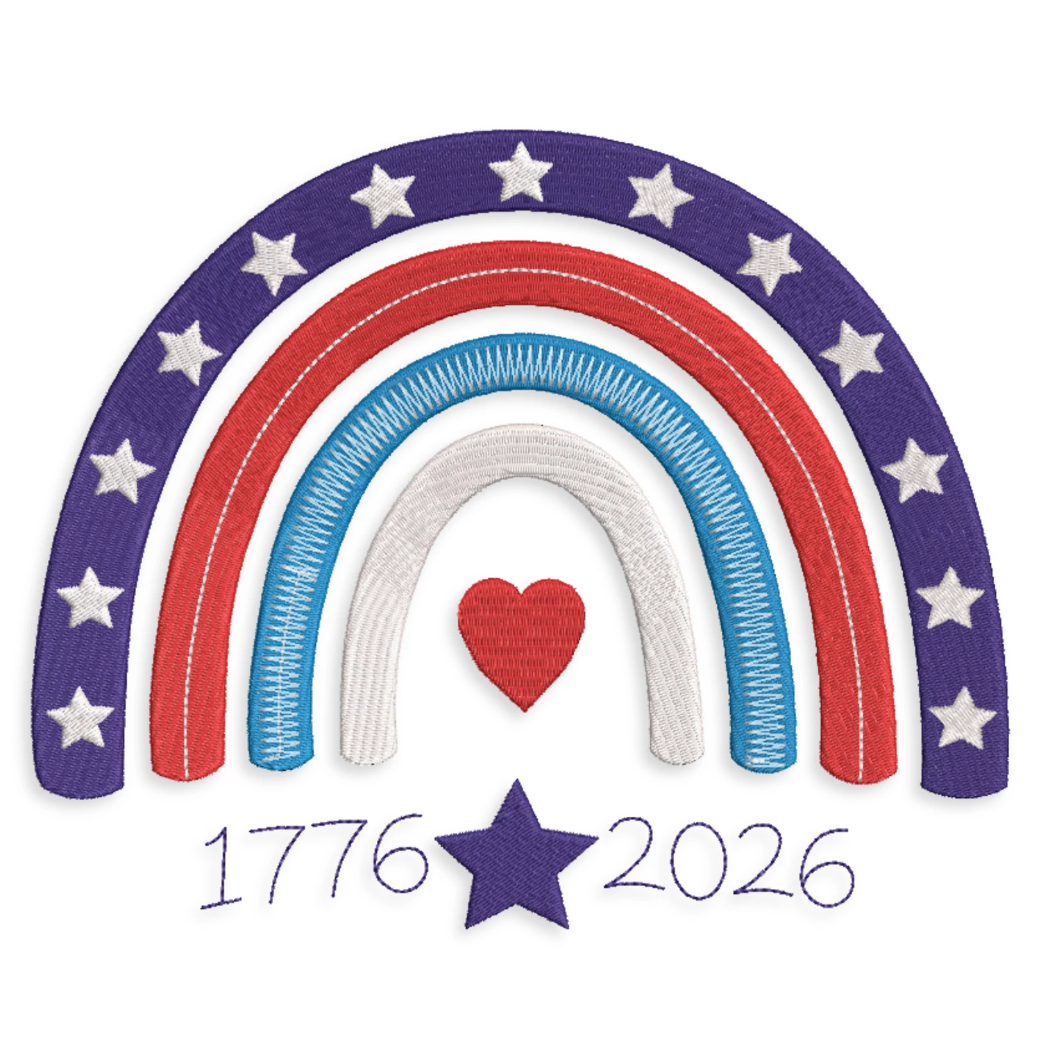 Patriotic rainbow embroidery machine design