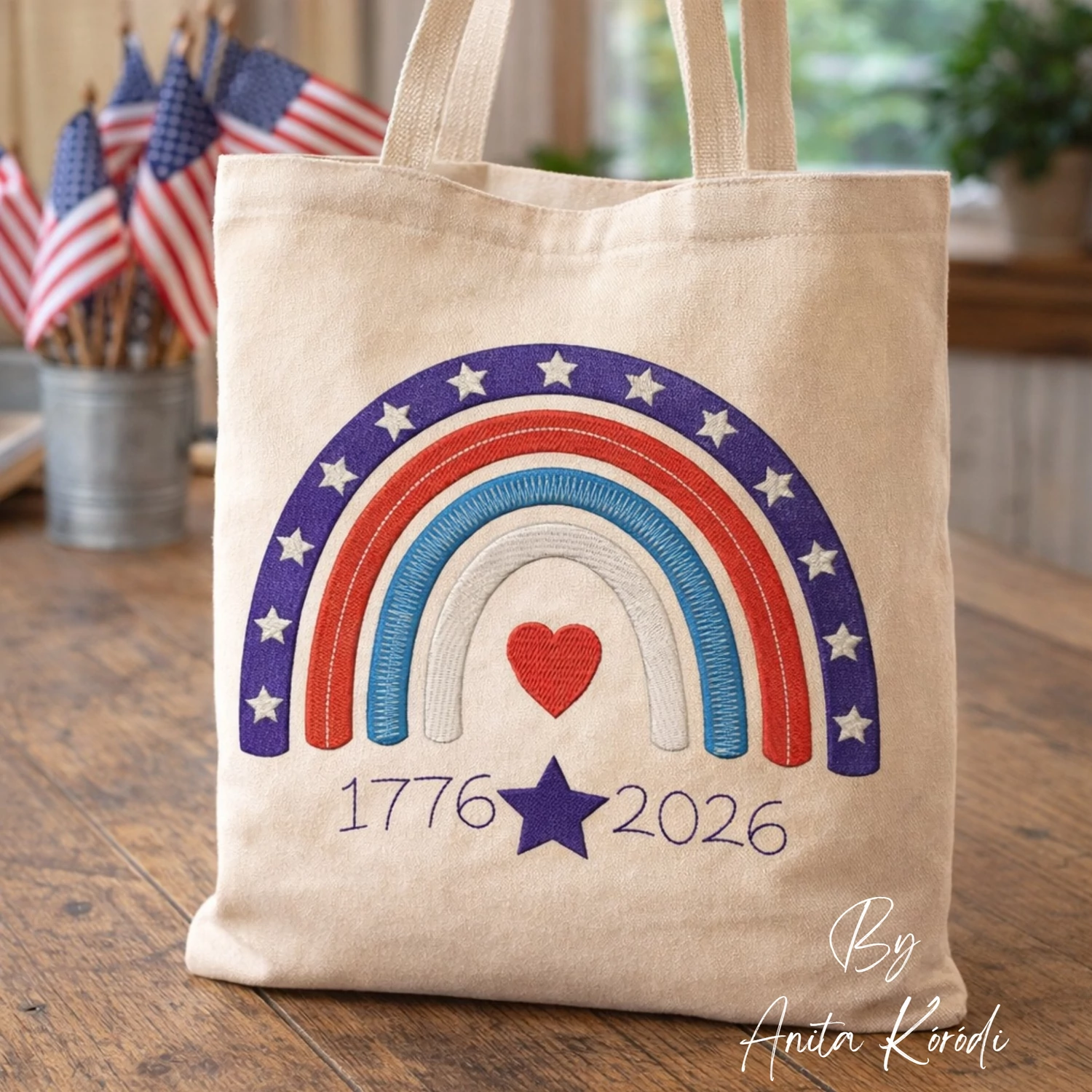 patriotic rainbow embroidery design america 250
