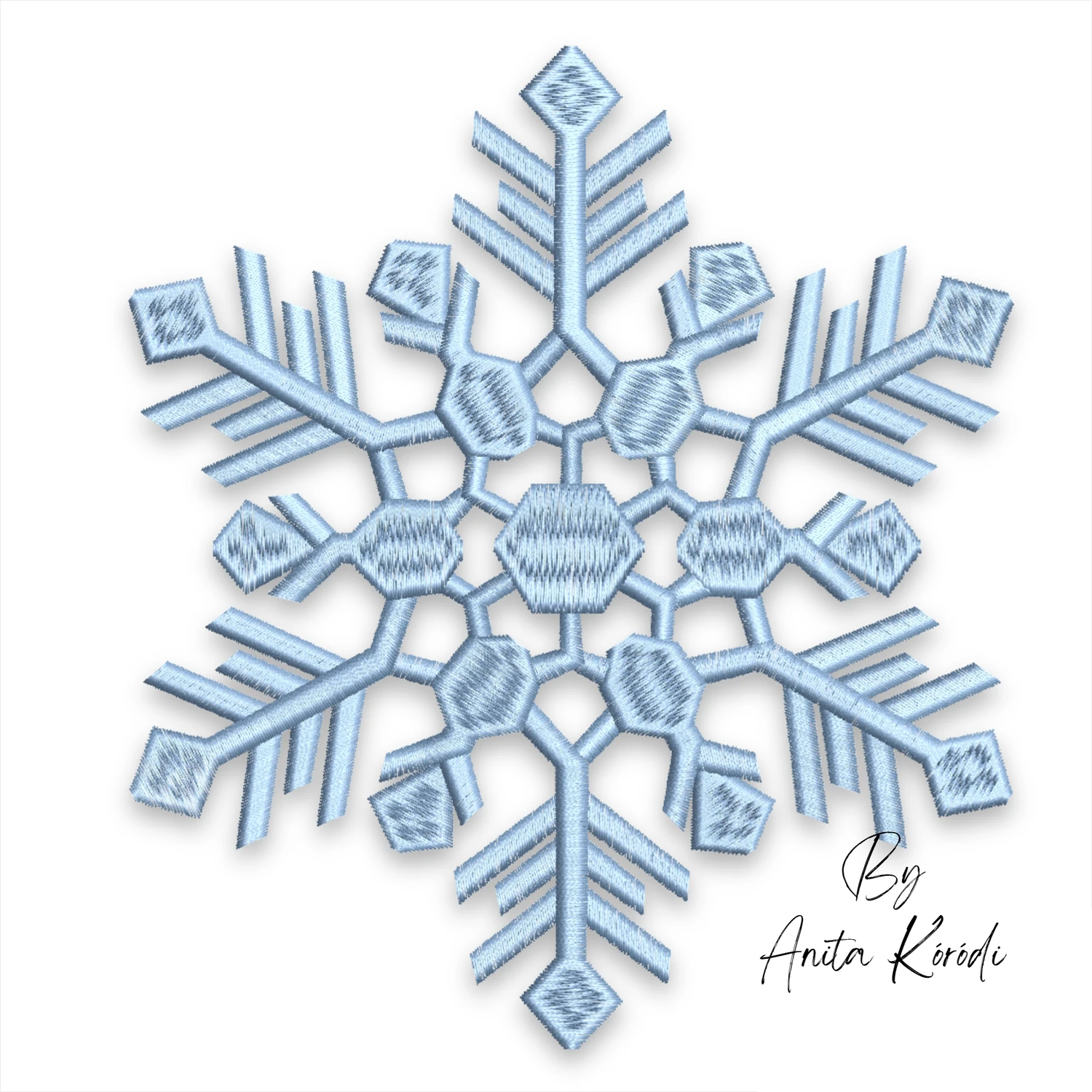 Detailed snowflake embroidery design featuring geometric winter patterns and elegant seasonal styling