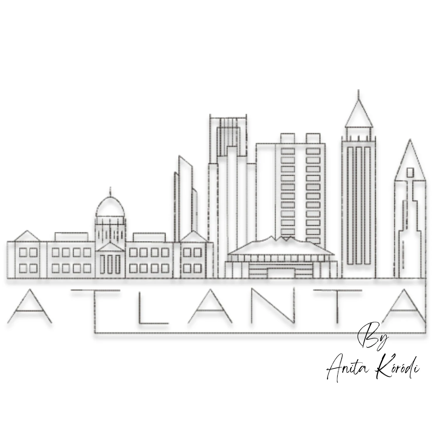 Atlanta skyline embroidery
