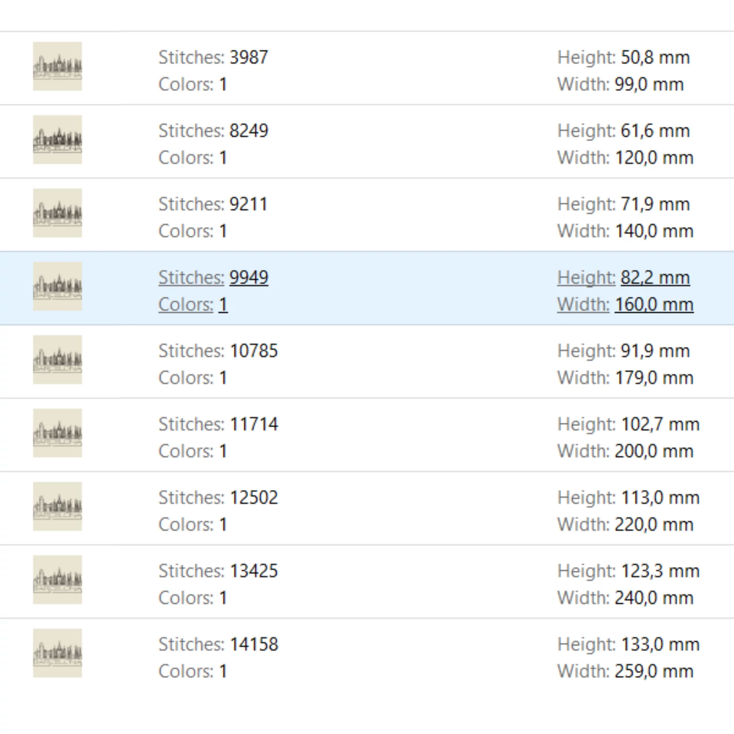 Barcelona skyline embroidery machine design