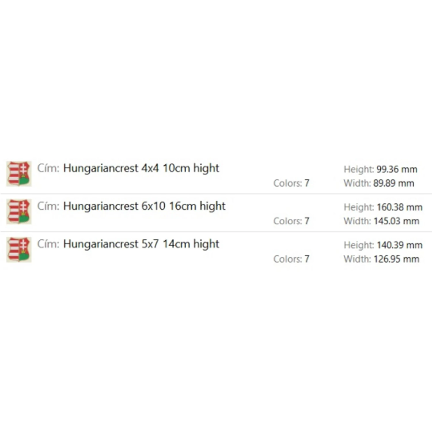 Hungarian crest embroidery machine design