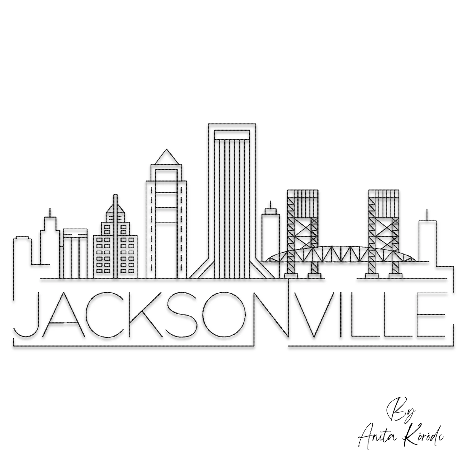 Jacksonville skyline embroidery machine design