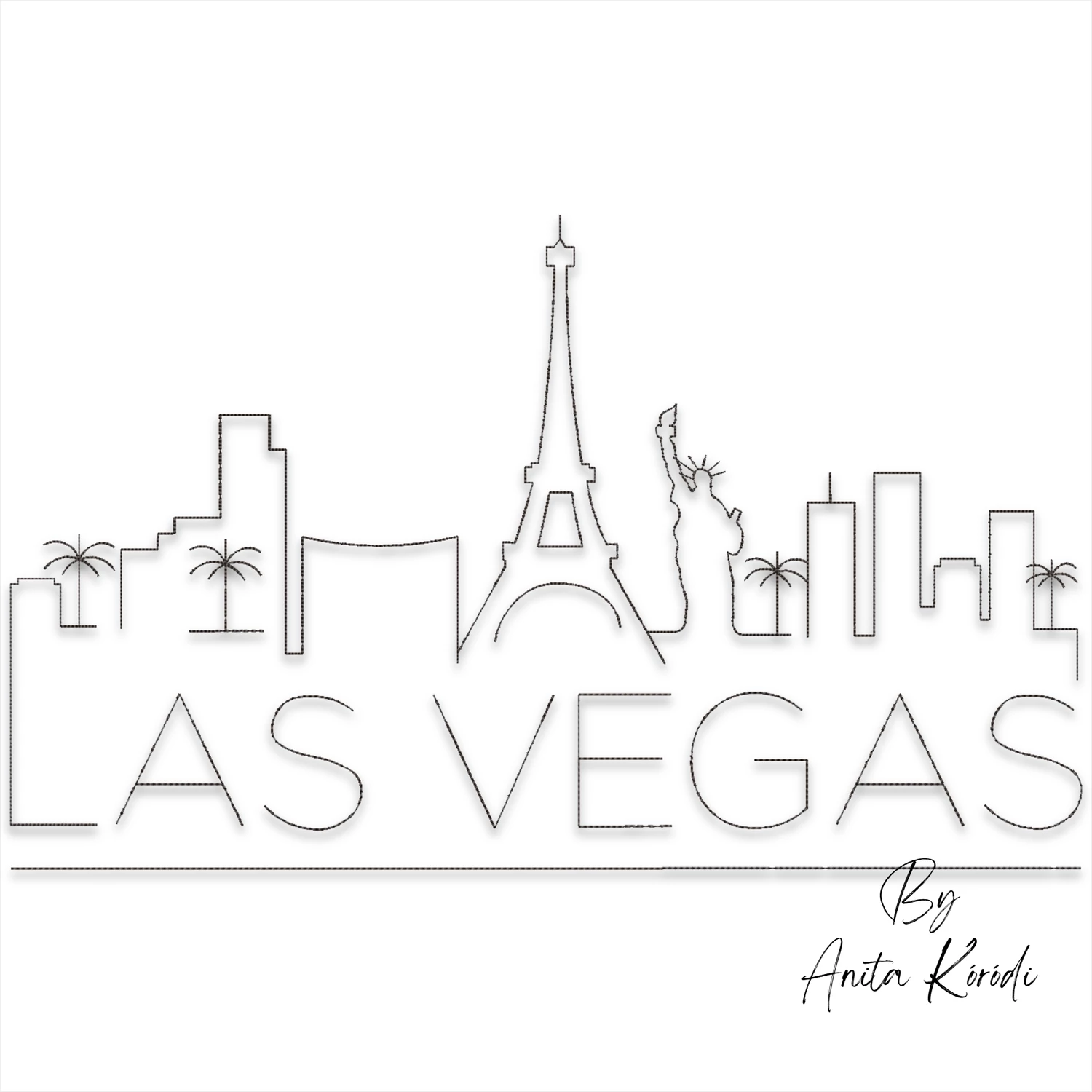 Las Vegas skyline machine embroidery design