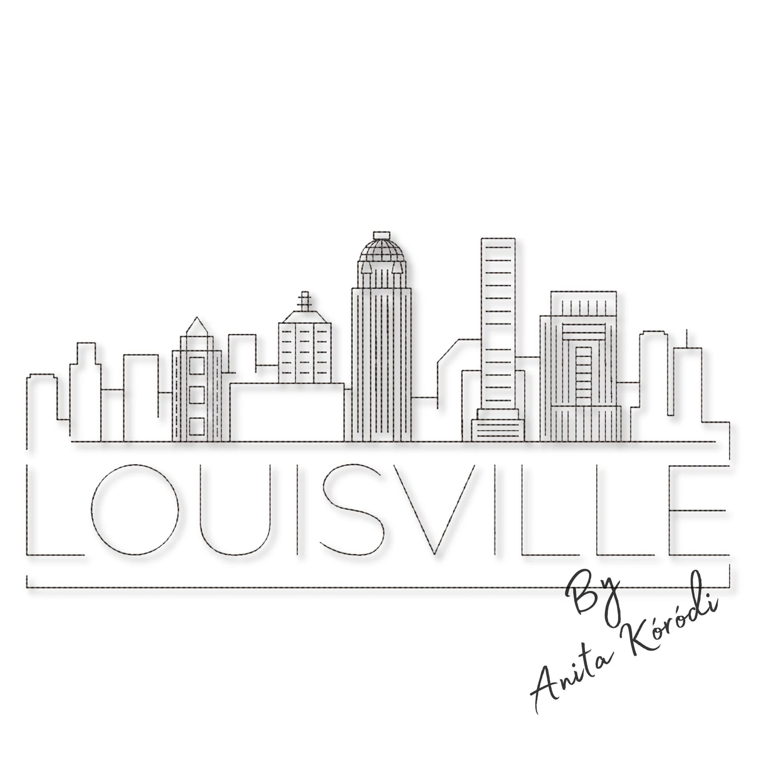 Louisville skyline embroidery design