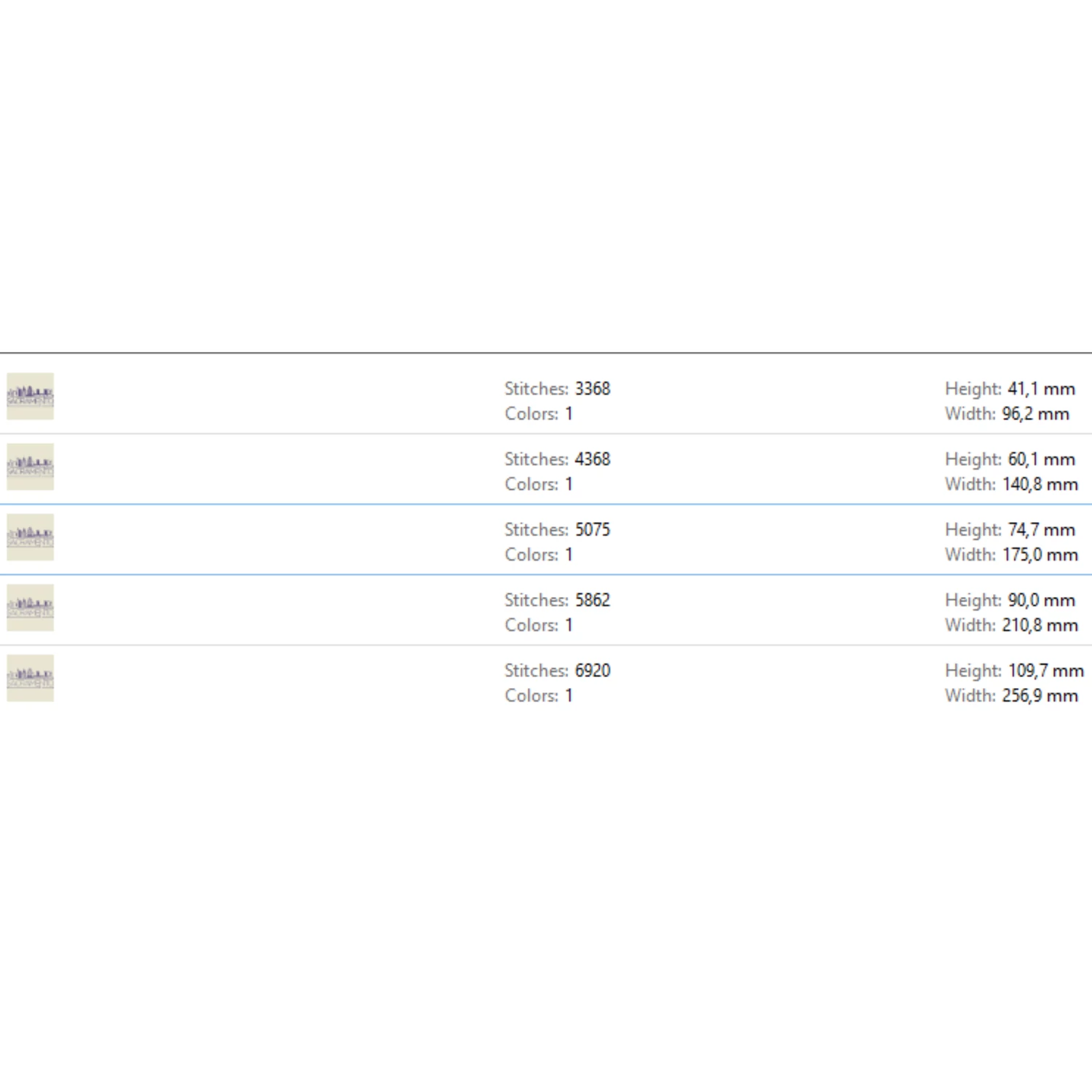 Sacramento embroidery machine design