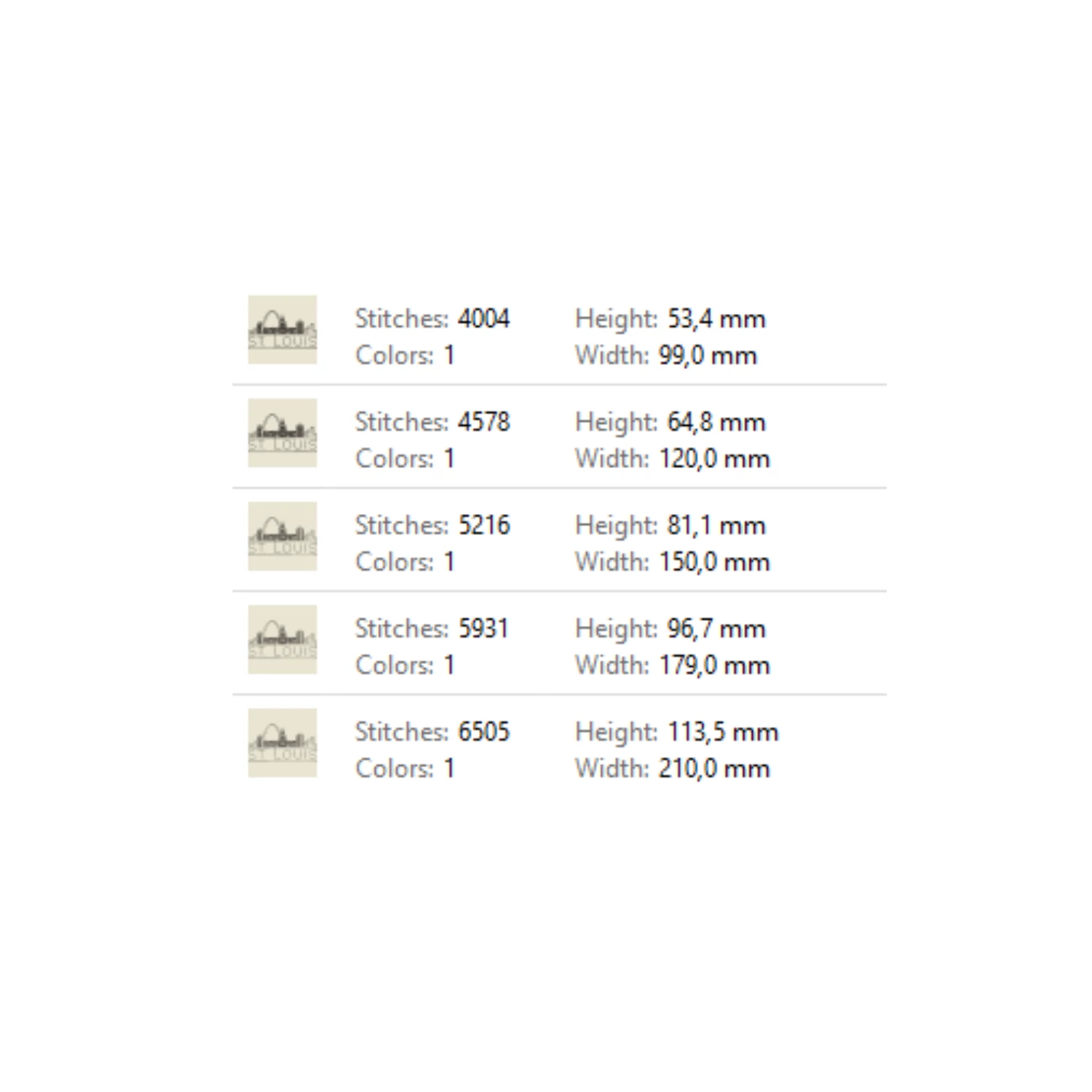 St.Louise skyline embroidery machine design