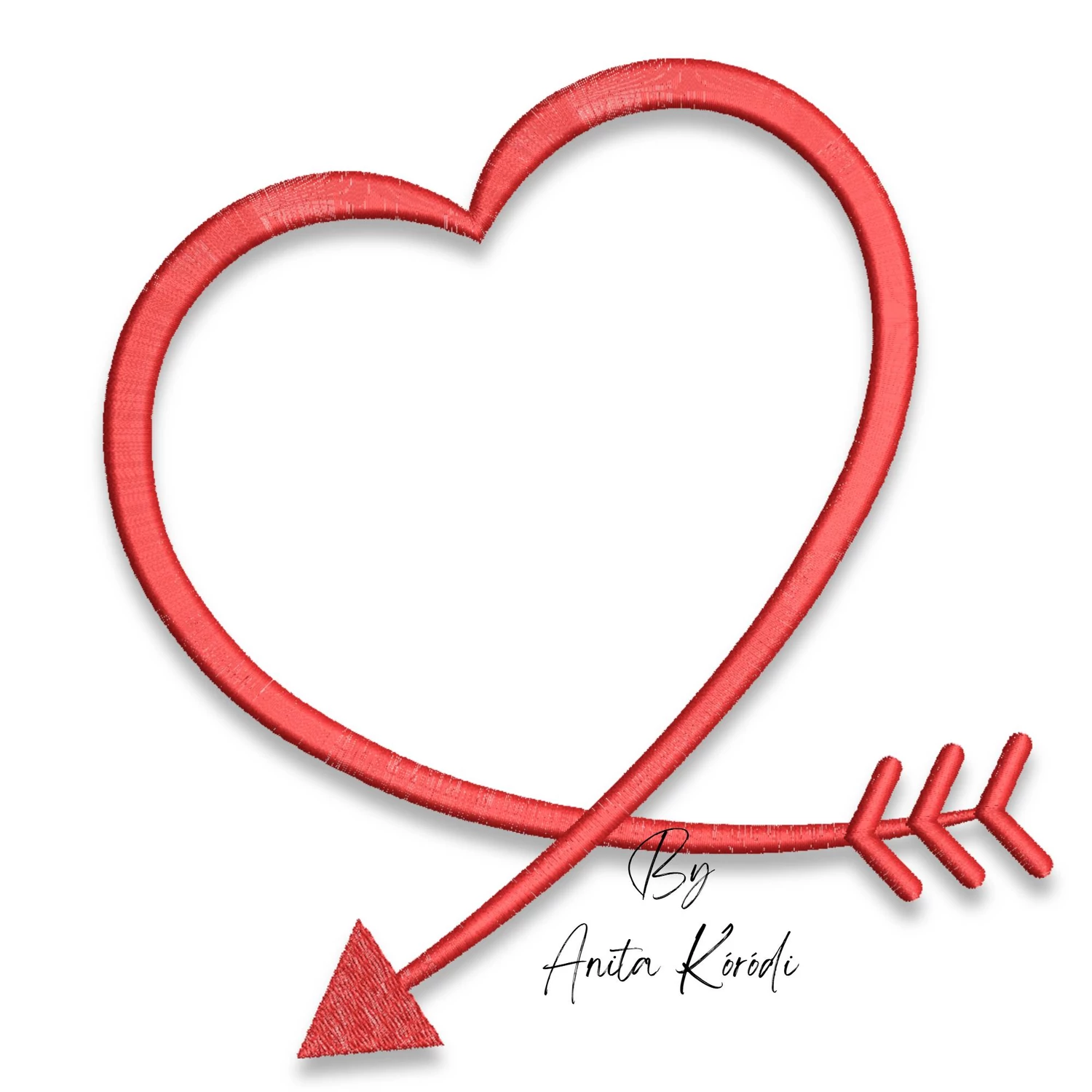 heart arrow embroidery design