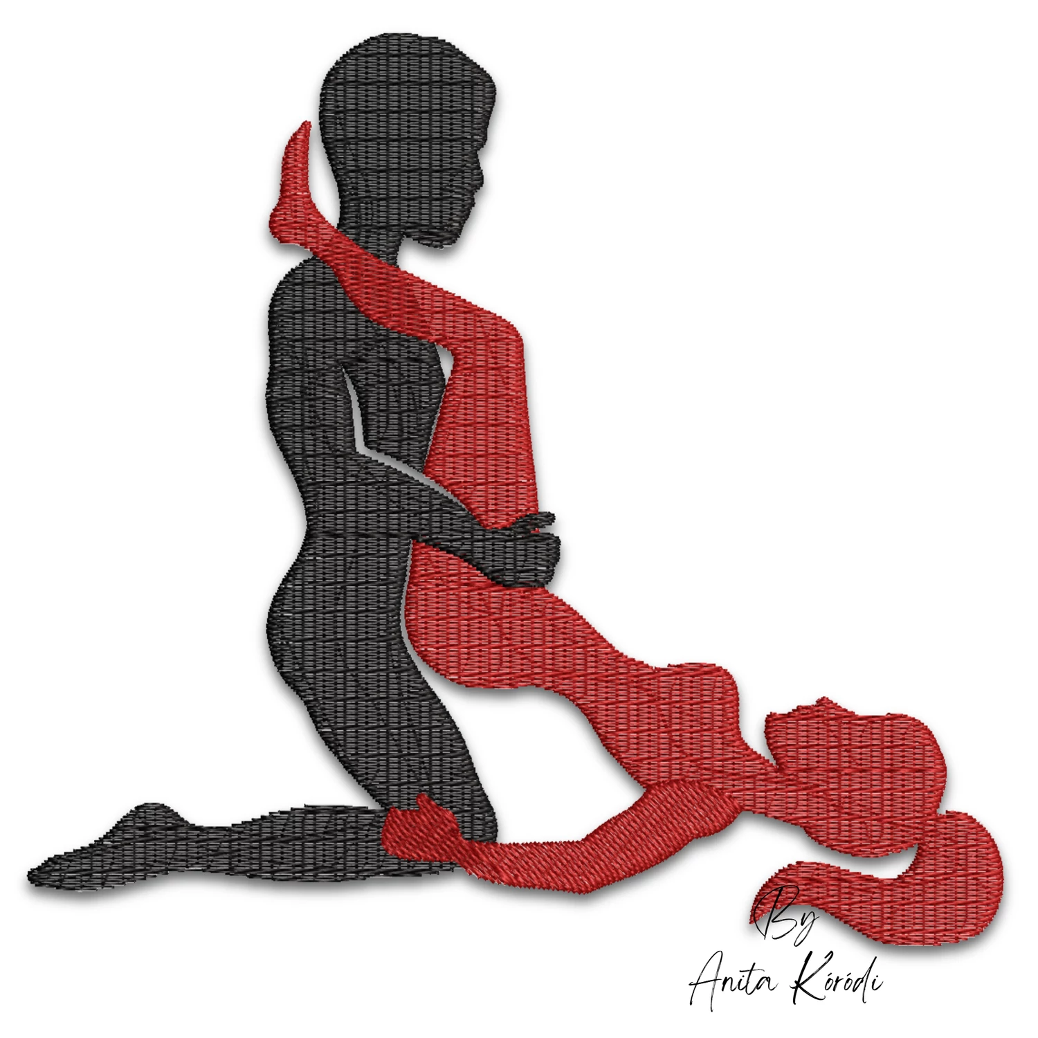 Kama Sutra couple silhouette machine embroidery design