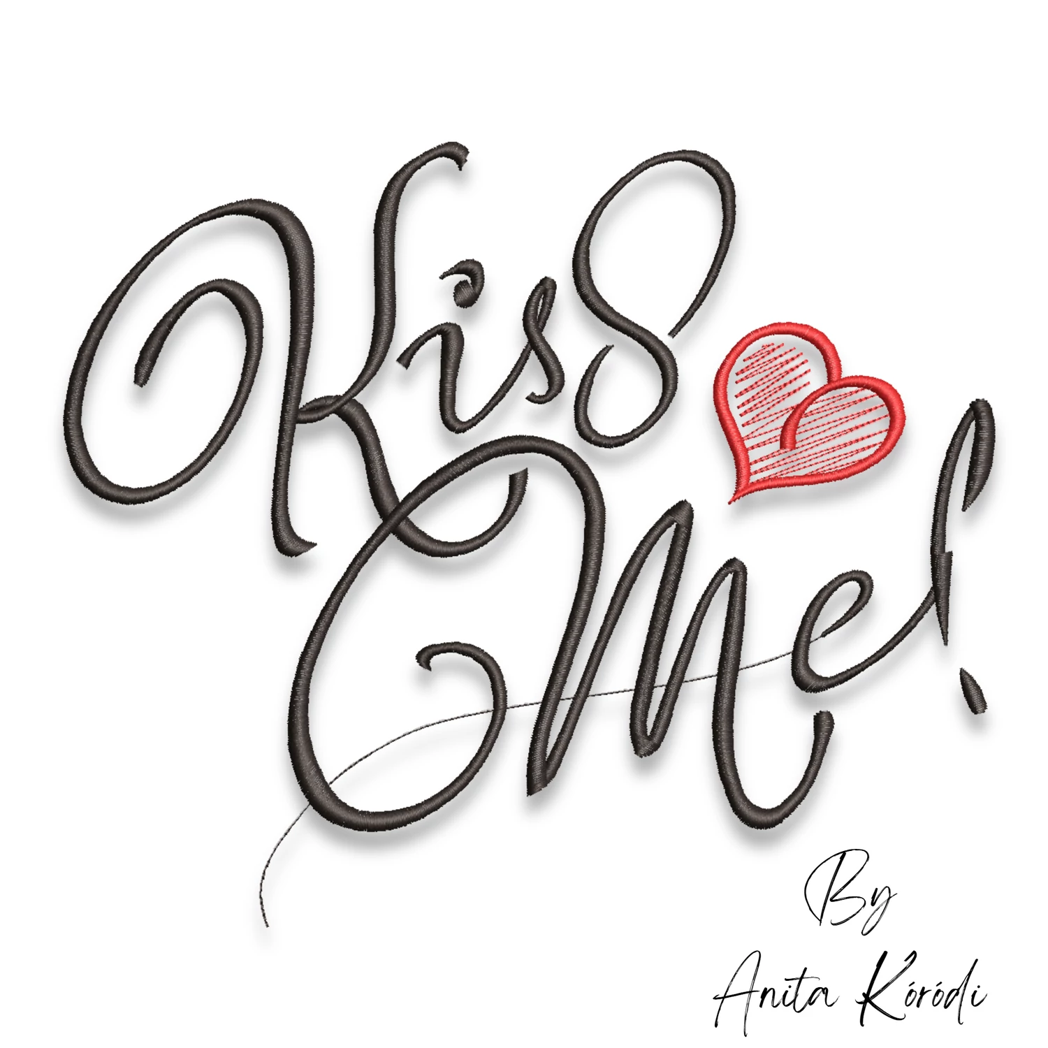 kiss me embroidery design with heart