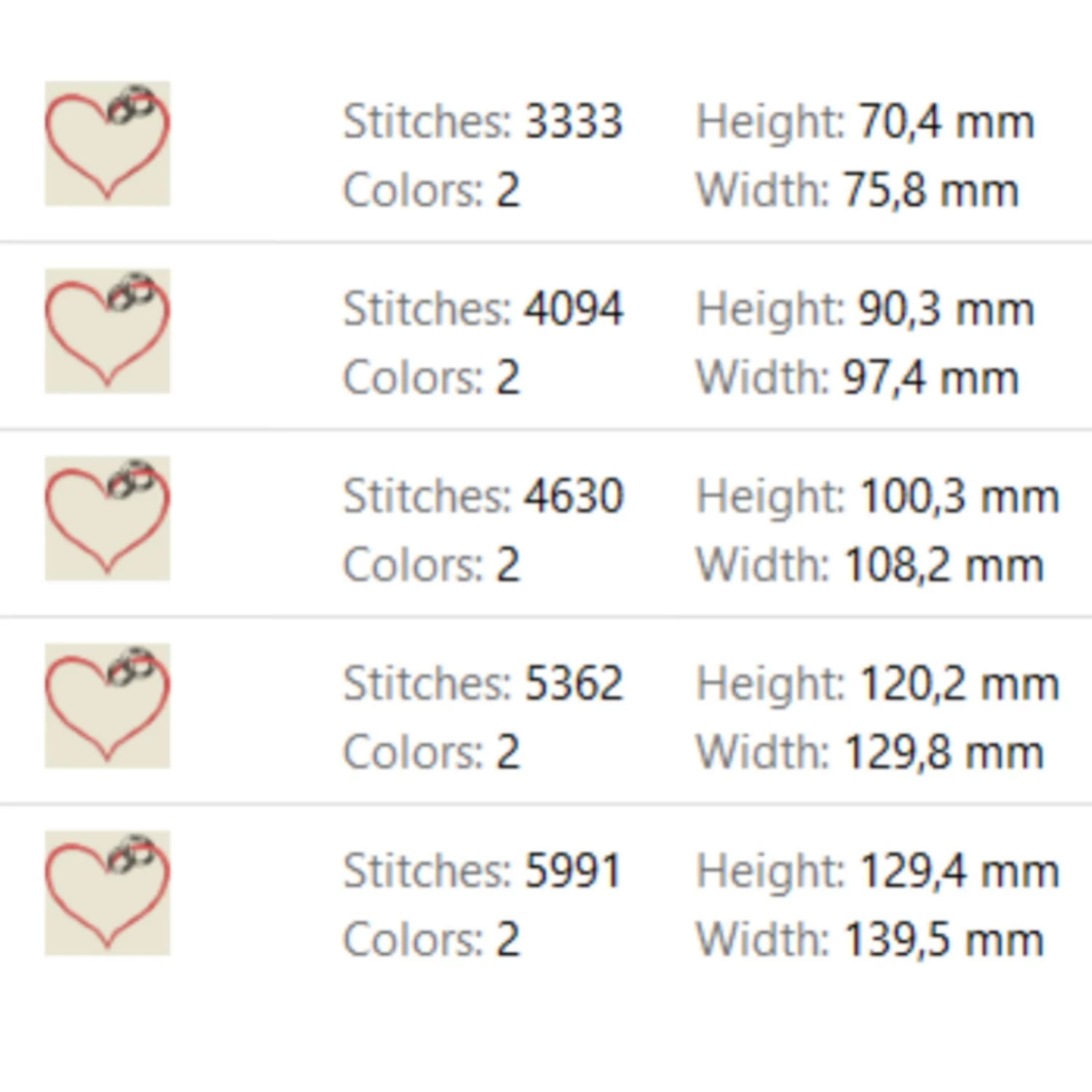 Wedding heart with rings embroidery design