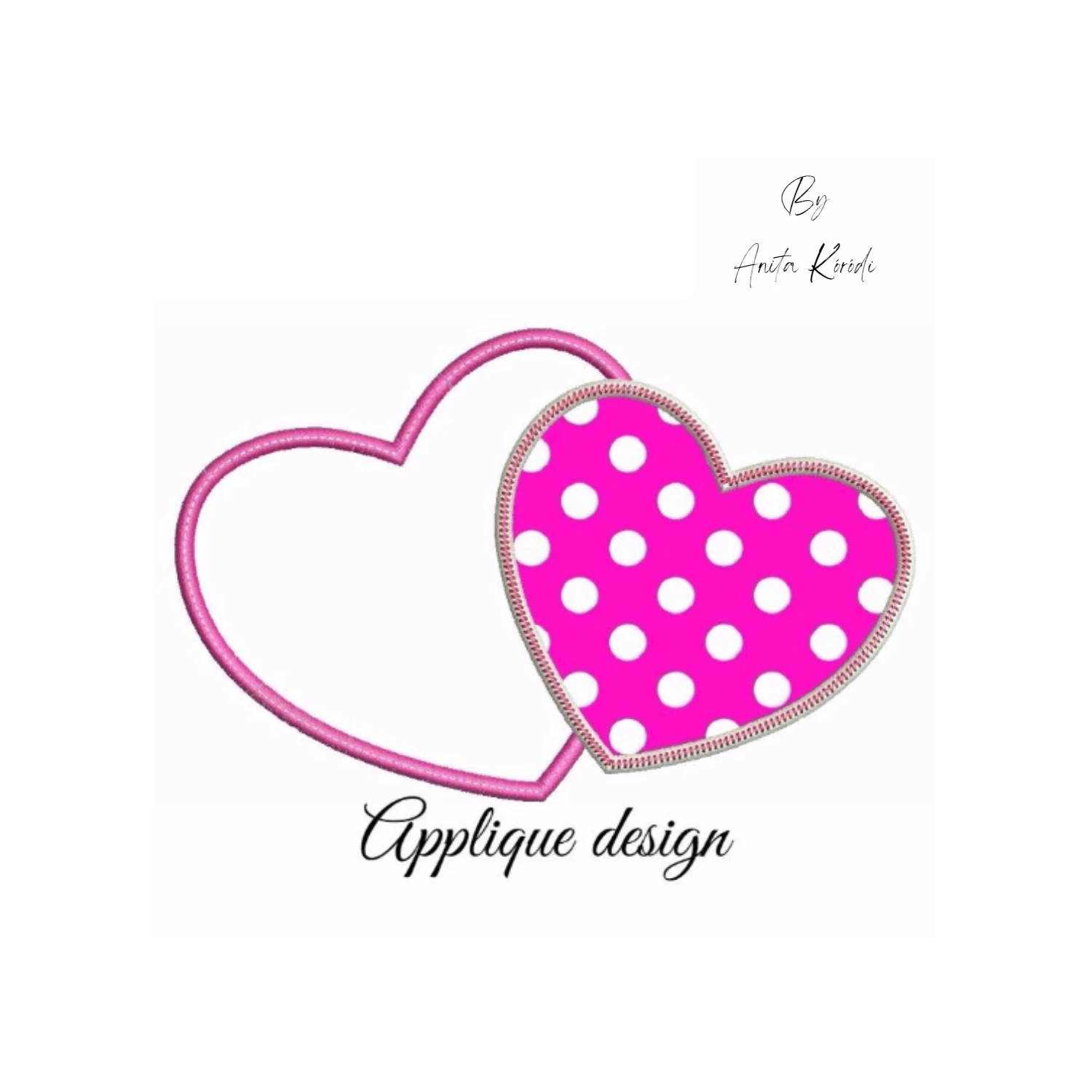 Applique hearts embroidery