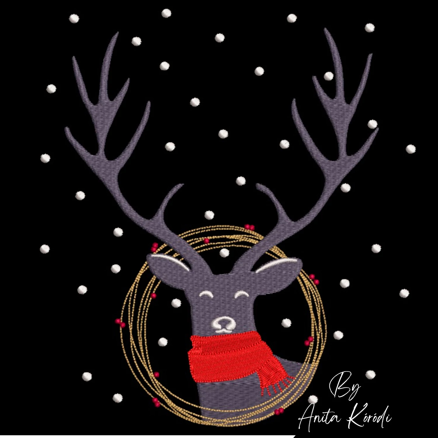 Christmas reindeer embroidery design