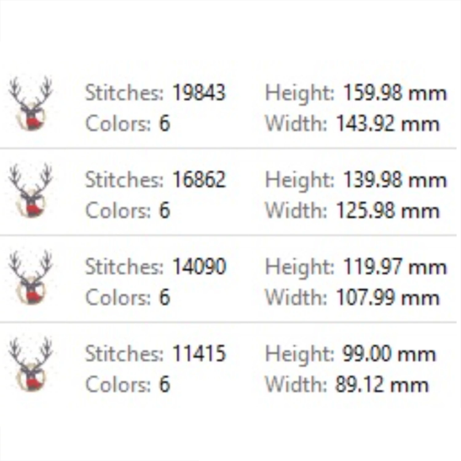 Christmas deer embroidery pattern with golden wreath and antlers