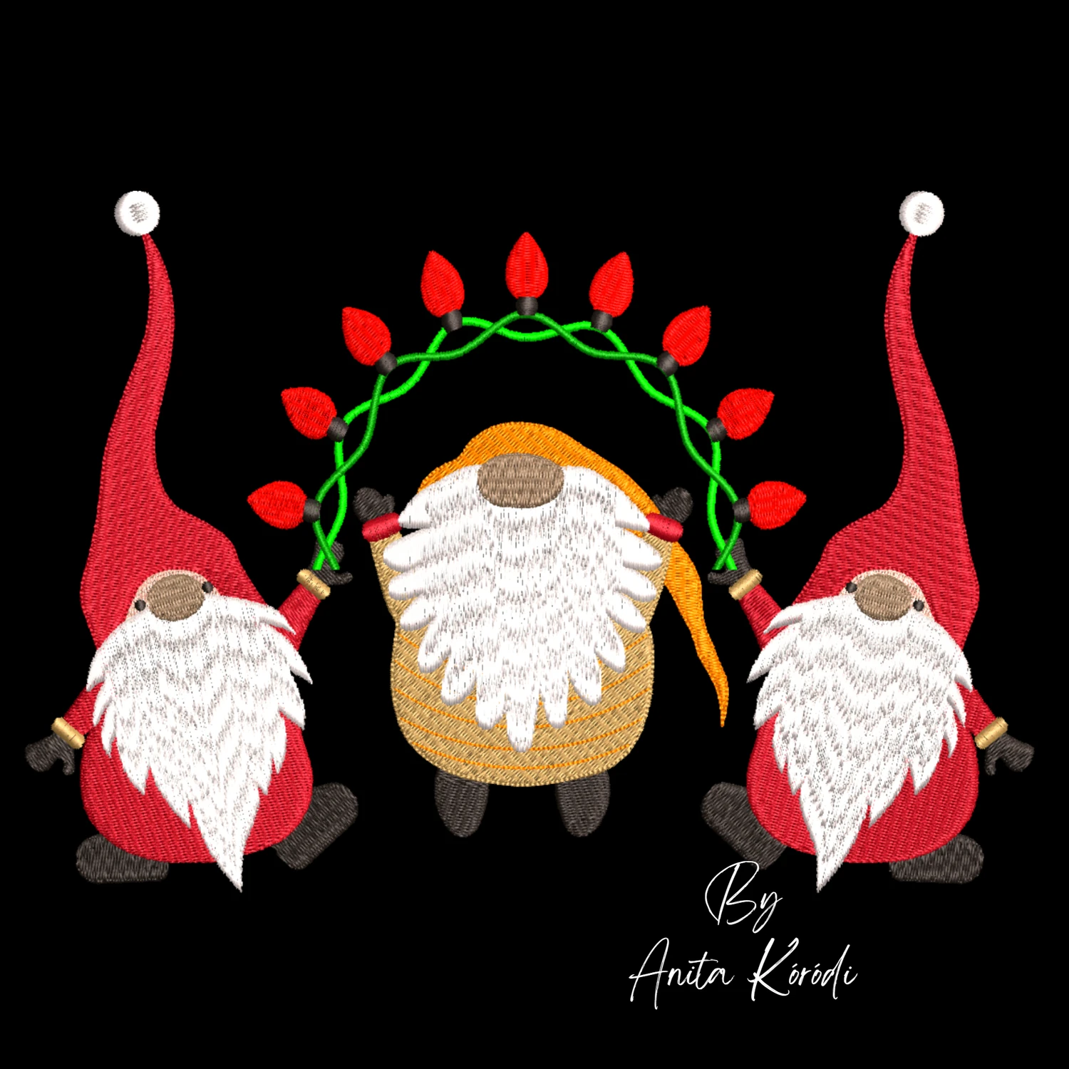 winter gnome embroidery