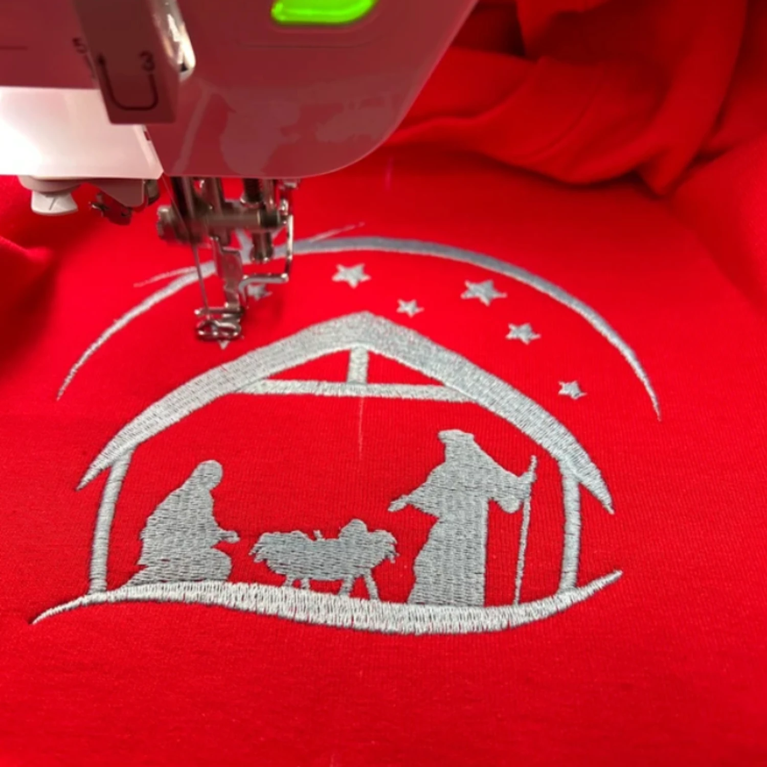 Mary Joseph and baby Jesus Christmas embroidery design