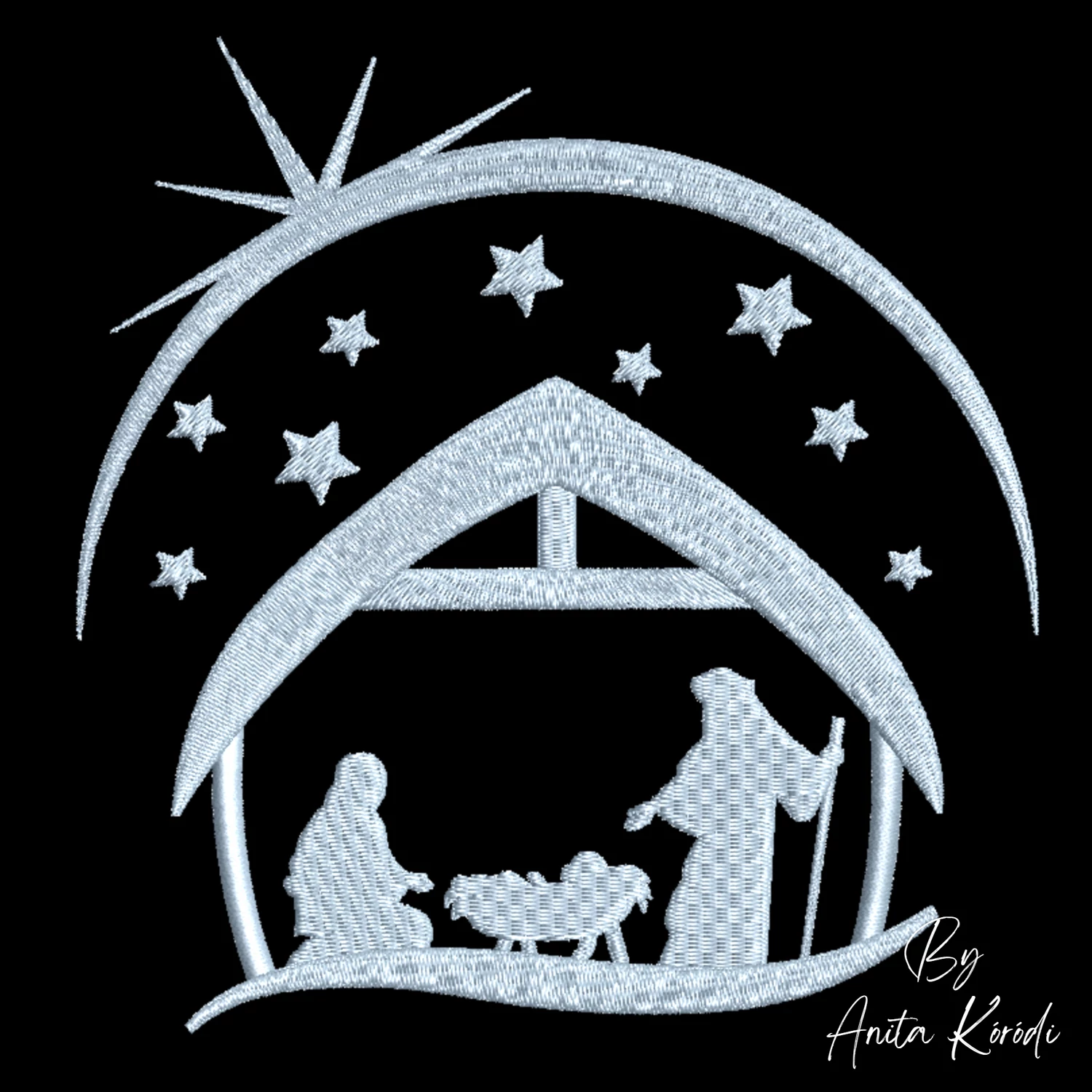 Christmas nativity scene machine embroidery design