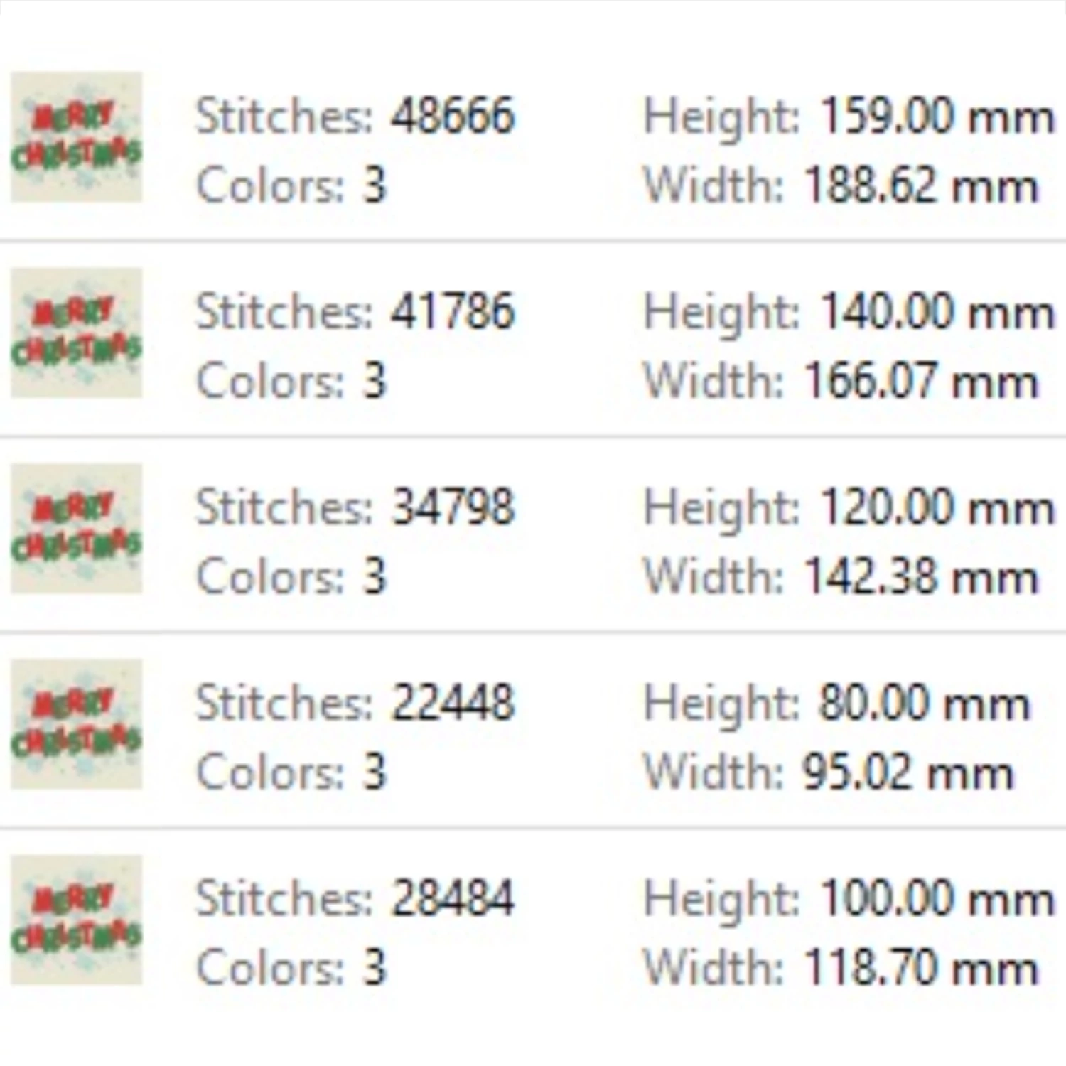 Red and green Merry Christmas embroidery design