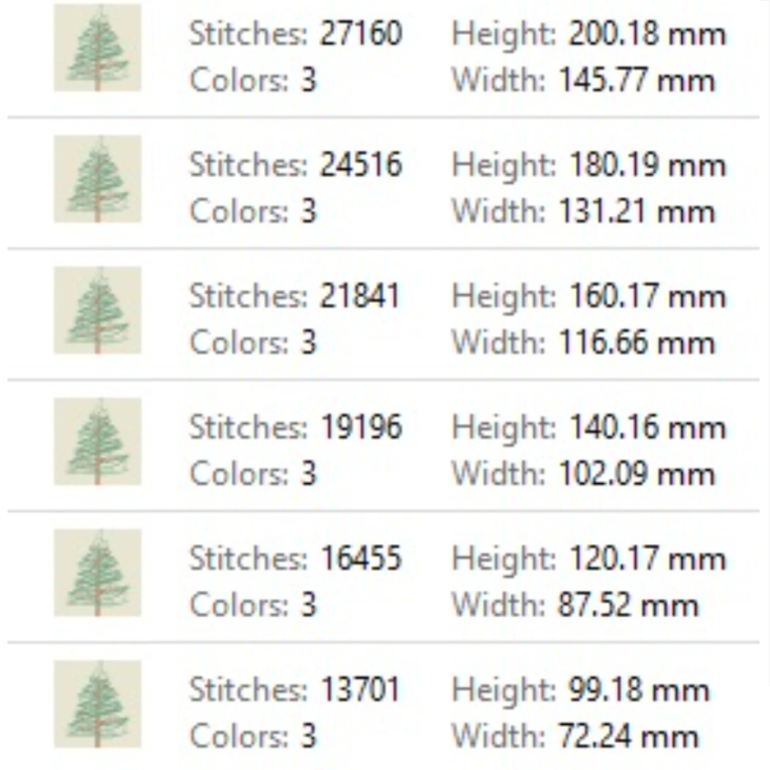 Stylized Christmas tree with hearts embroidery design