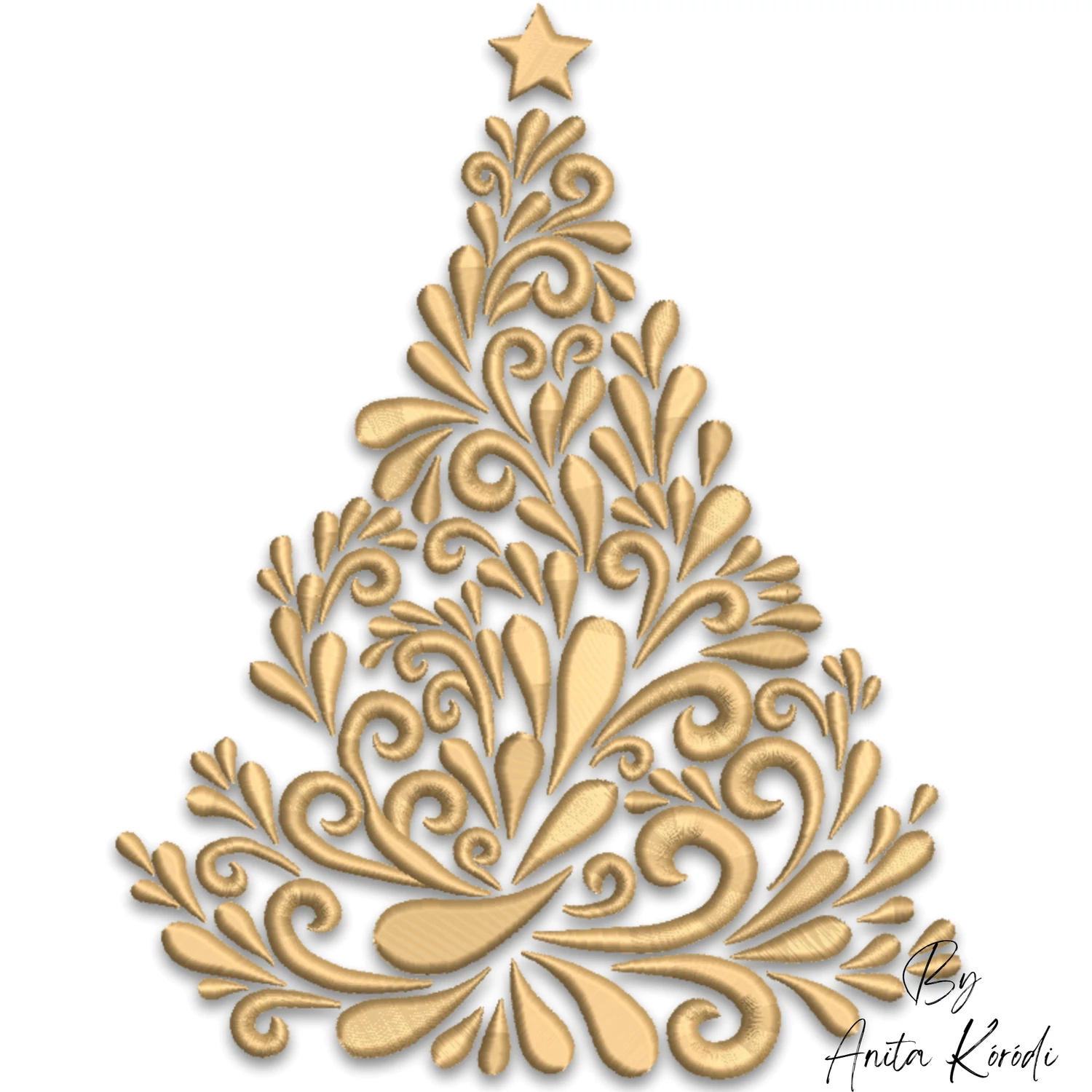 Ornamental Christmas tree machine embroidery design