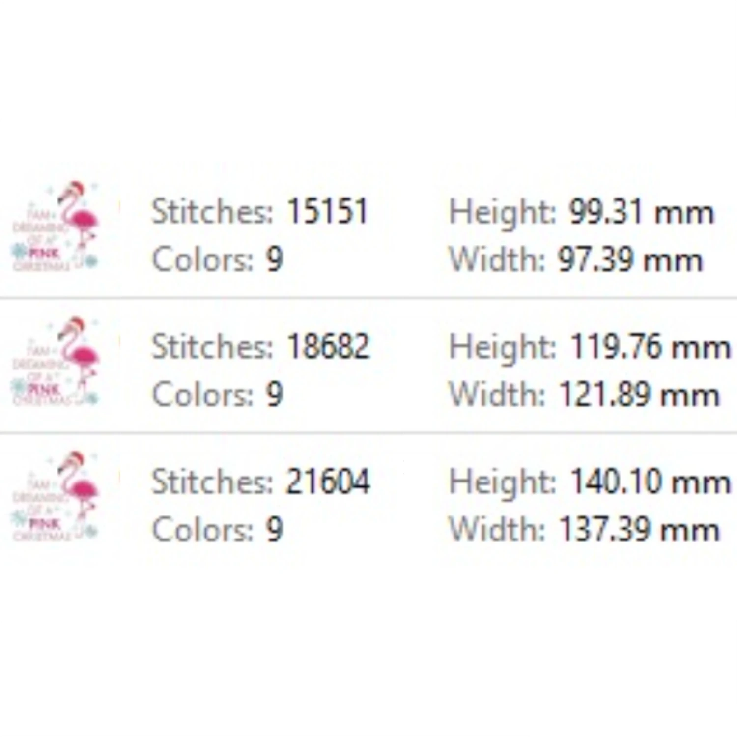 I’m dreaming of a pink Christmas flamingo embroidery pattern