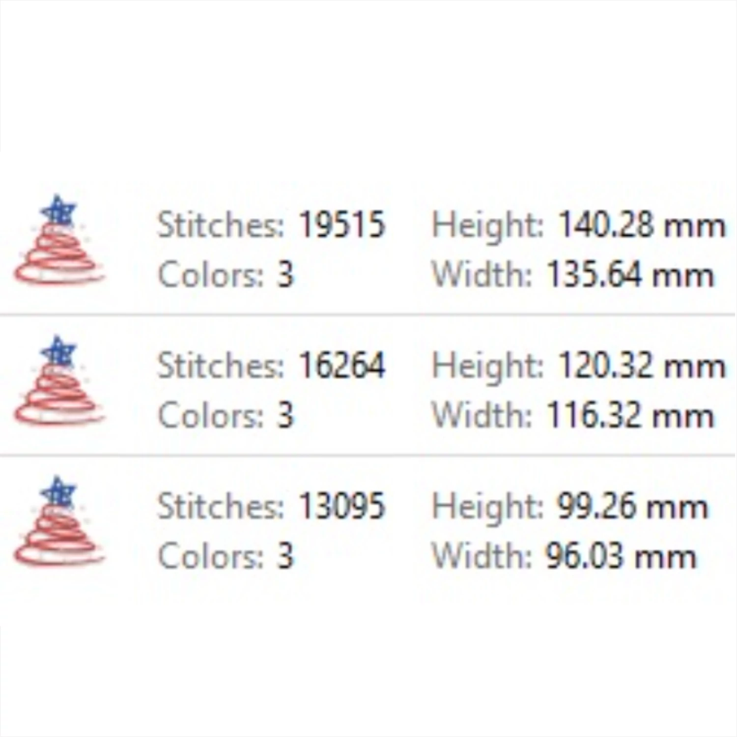 Patriotic Christmas tree embroidery design on a decorative pillow