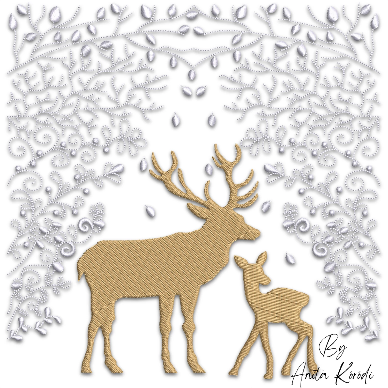 deer and fawn embroidery