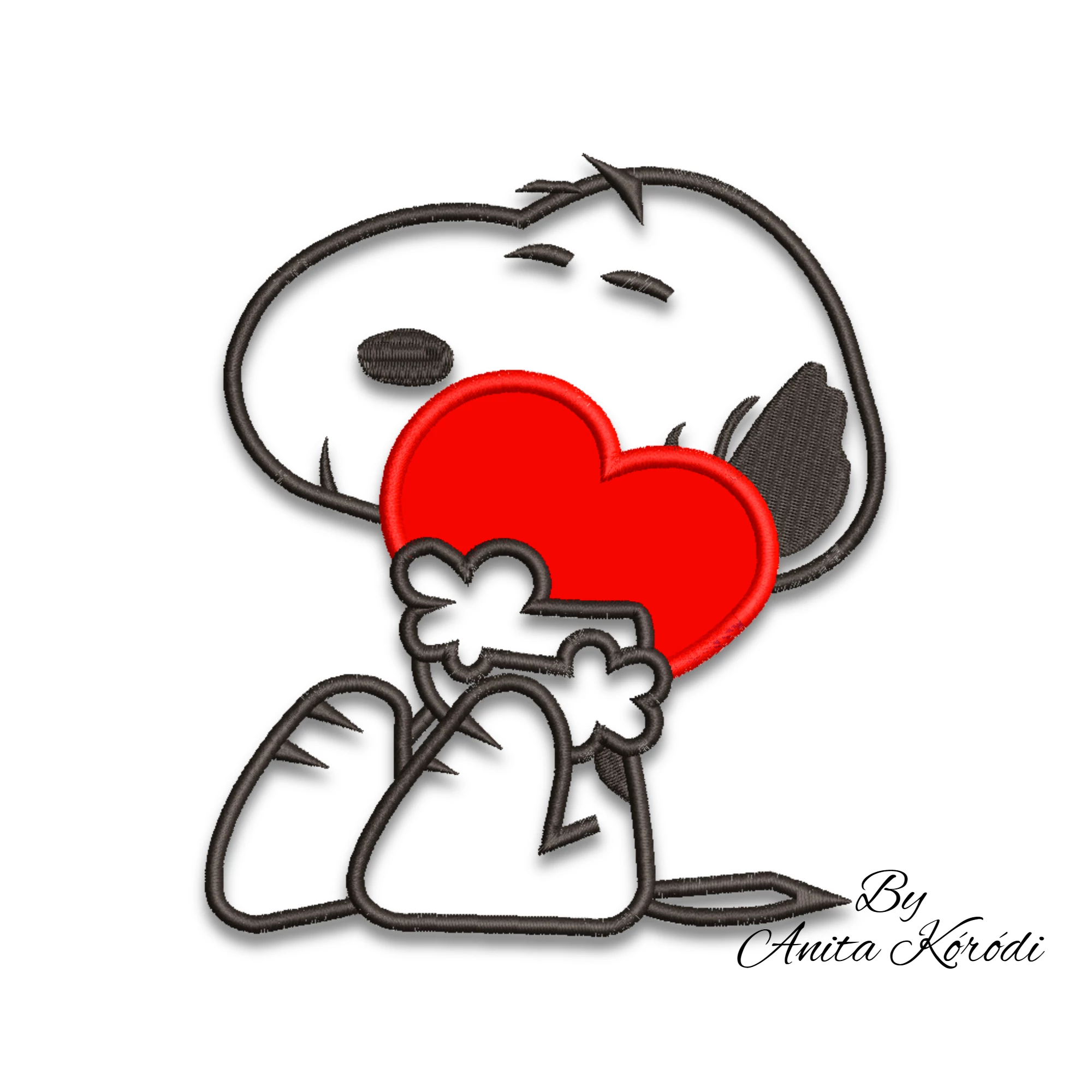 Snoopy love heart Embroidery Design