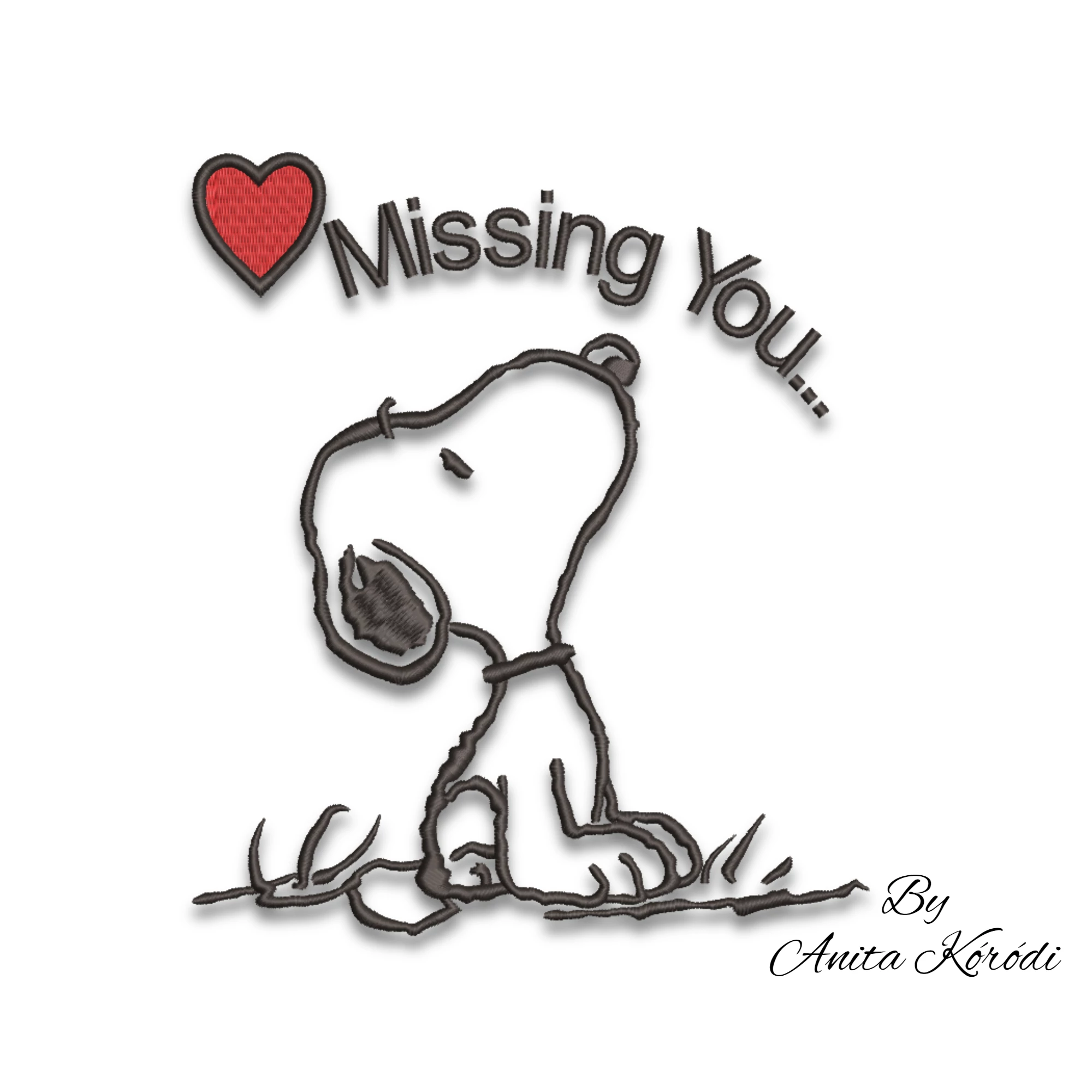 Snoopy missing you - Anita Kóródi - SvgEmbroideryDesign