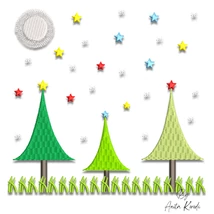 Modern Christmas tree landscape embroidery design
