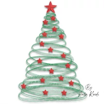 Swirl Christmas tree with stars machine embroidery design