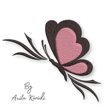 Heart wing butterfly embroidery design