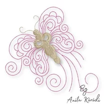 Swirly butterfly embroidery design