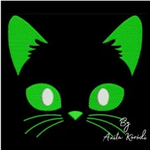 Halloween black cat face machine embroidery design