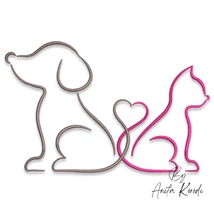 dog and cat love embroidery design pet heart machine embroidery pattern
