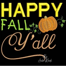 Happy Fall Y'all pumpkin machine embroidery design