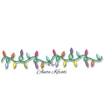 Christmas lights border embroidery design with colorful bulbs