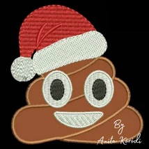 Funny poop emoji embroidery design with Santa hat