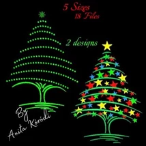Christmas tree stars embroidery design set