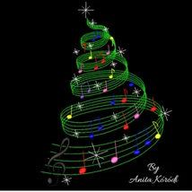 Musical Christmas tree machine embroidery design with colorful notes