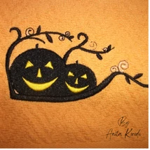Halloween pumpkins with vines machine embroidery design