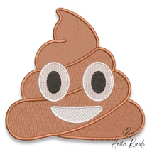 Funny smiling poop emoji embroidery design with full fill stitching machine embroidery file.